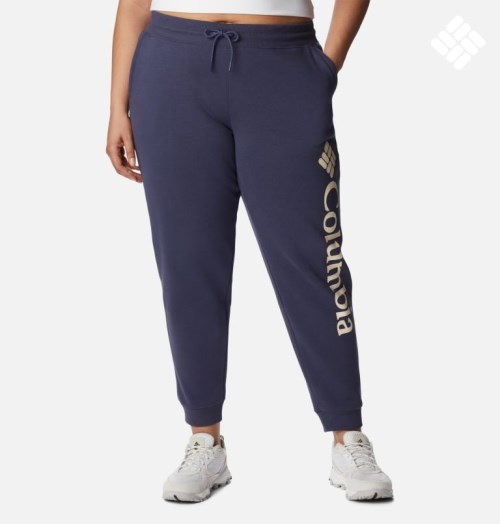 Pantaloni Jogger Columbia Logo Fleece Dama Bleumarin | Plus Size GYM8S7AQ9